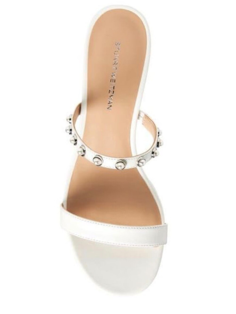 Stuart Weitzman Women's Pearly White Strap Slide 50 Sandal